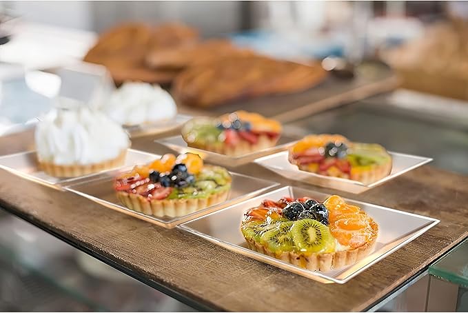 Exquisite Mini Disposable Appetizer Plates - 100 Pack 2.95" x 2.95" Crystal Clear Plastic Dessert Plates - Elegant Design for Weddings, Birthdays & Formal Parties - Stackable and Convenient - BPA Free