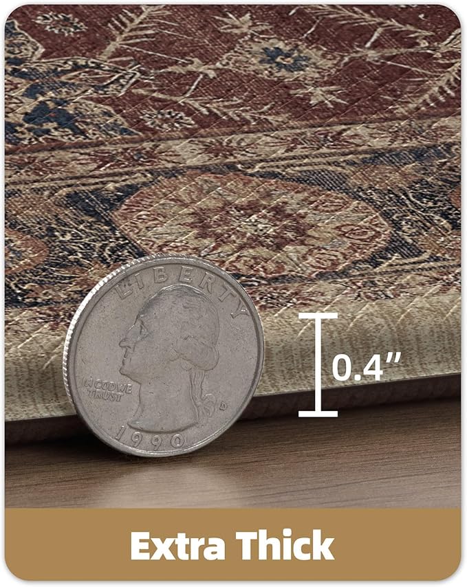 Color&Geometry Anti Fatigue Kitchen Mats for Floor 24x87, Vintage Decor, Easy Clean, Waterproof & Oil Proof, 0.4" Thick Cushioned, Non-Slip Kitchen Runner Rug for Sink, Laundry, Office, Deep Russet