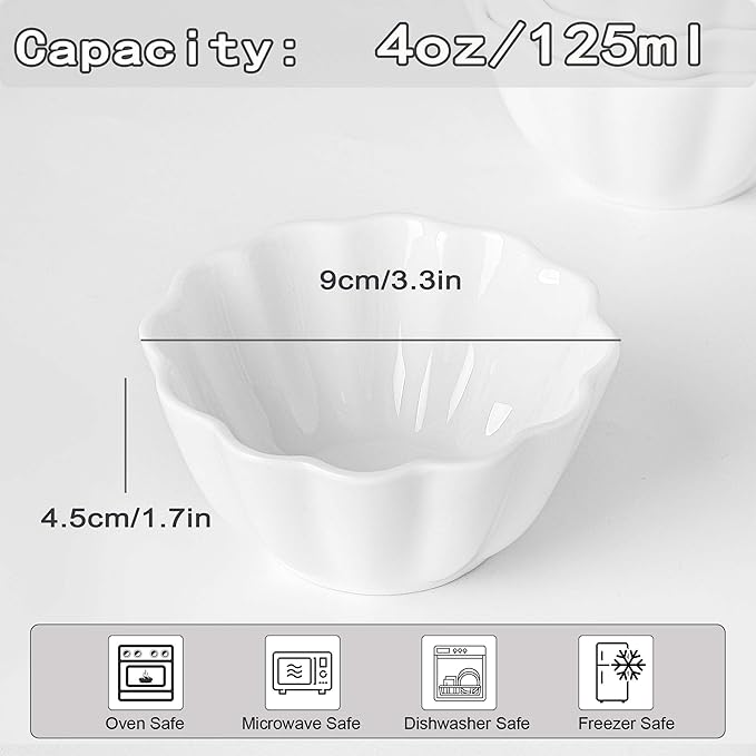 UIBFCWN 12 Pack 4oz Soy Sauce Dishes, Ceramic Dipping Sauce Bowls/Cups, 3.6inch Small Dip Bowls for Ketchup, Soy Sauce, Sushi, Condiments, Side Dishes, Microwave & Dishwasher Safe