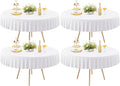 4 Pack White Spandex Round Tablecloths for 60 inch Tables, Stretchy Fitted 5FT Round Table Cloths, Wrinkle Free Table Cover with Skirt for Wedding Party Dining Banquet Baby Shower