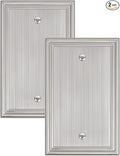 2-Pack Single Blank Wall Plates, Durable Solid Zinc Alloy Blank Outlet Covers, Decorative Brushed Nickel Wall Plate Cover for Unused Outlets/Switches, Corrosion Resistant