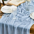 Artoid Mode Boho Cheesecloth Gauze Ice Blue Wedding Table Runner, 120 Inch by ArtoidMode