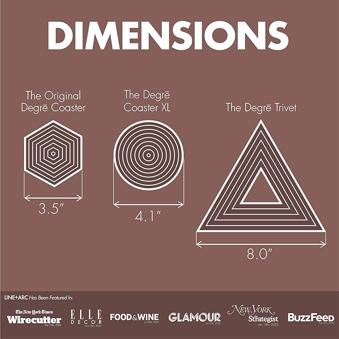 LINE+ARC Extra Thick Silicone Coasters (As Seen in NYTimes WireCutter) Waterproof Anti-Stain Heat-Safe Dishwasher-Safe Degrē Coasters XL (Set of 6 Sandstone) Outdoor Rubber Mid-Century Modern
