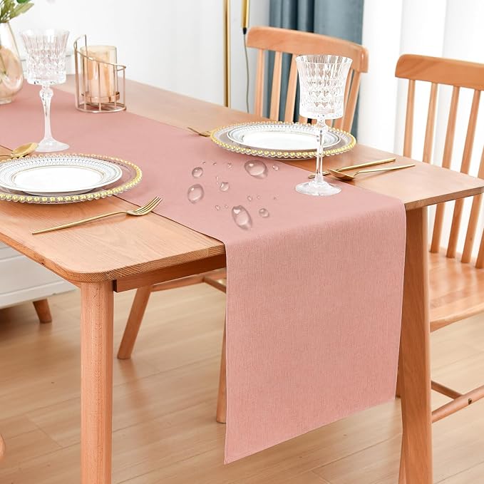 Faux Linen Table Runner Water Resistant 13 x 72 in, Coffee Table Runner by Nacuci