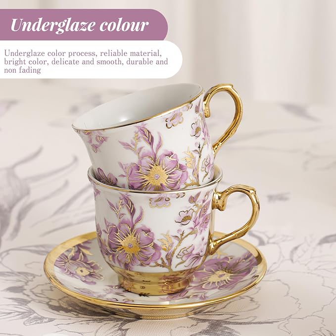 Ceramic Tea Set 20 Pcs, 700ml/23oz Porcelain Tea Pot Sets - Image 4