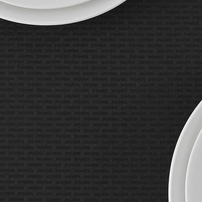 maxmill Rectangle Tablecloth Weaved Texture Design Water Resistant Wrinkle Free Spill-Proof, Soft Table Cloth for Dining Room Decoration, Banquet Parties Event Holiday Dinner, 52 x 84 Inch Black