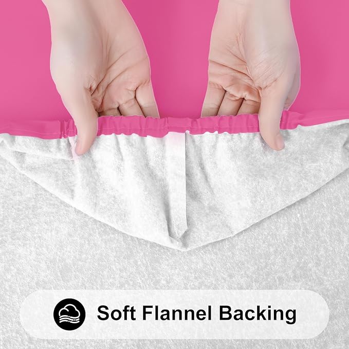 Smiry Rectangle Tablecloth, Elastic Fitted Flannel Backed Vinyl Tablecloths for 8ft Folding Tables, Waterproof Wipeable Table Covers for Indoor, Outdoor, Camping and Picnic (Rose Pink, 30"x96")