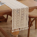 meioro Crochet Lace Table Runner, 10x64 Inch Boho Cotton Table Runners by meioro