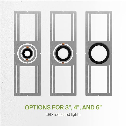 ASD 48 Pack New Construction Mounting Plate with Symmetric Round Hole - 3-4-6" Flat Steel Rough-in Wafer Light Bracket, LED Recessed Lighting Housing