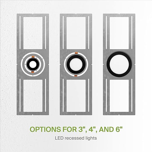 ASD 12 Pack New Construction Mounting Plate with Symmetric Round Hole - 3-4-6" Flat Steel Rough-in Wafer Light Bracket, LED Recessed Lighting Housing