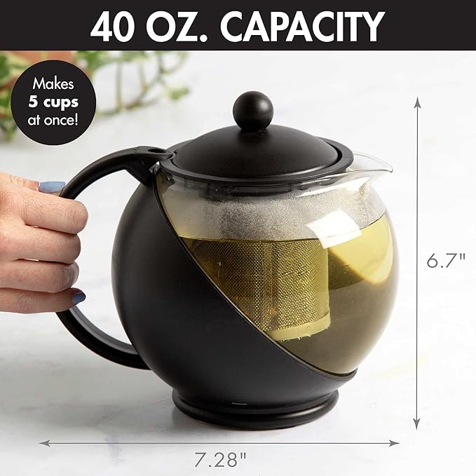 Primula Half Moon Teapot with Removable Infuser, Glass Tea Maker with Reusable - Image 4