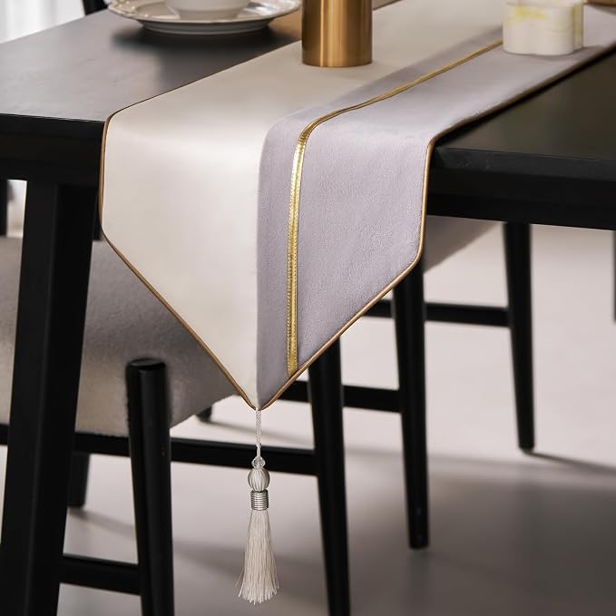 Avigers Table Runner 12 x 72 Inch, Tassels | Faux Silk double-layer accent by Avigers