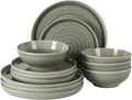 Gibson Elite Eclipse Swirls Plates and Bowls Sets, 12-Piece Stoneware by GibsonHomewares