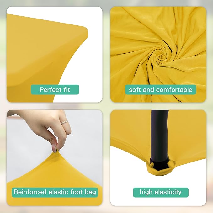6FT Table Cloth for Rectangular Fitted Events Stretch Yellow Table Covers Washable Spandex Tablecloth Protector for Party, Wedding, Cocktail, Banquet, Festival