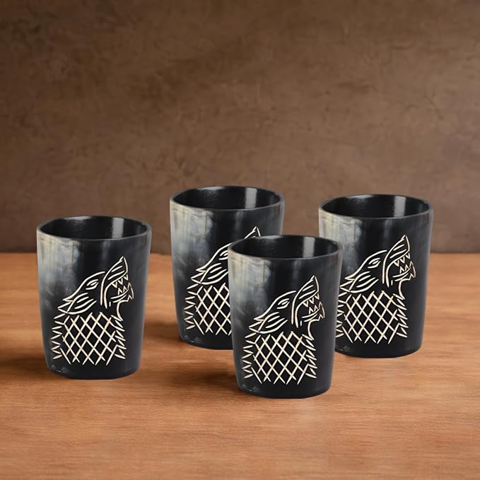 Handicrafts Home Viking Horn Shot Glasses Set of 12, Rustic Viking Drinkware - Image 5