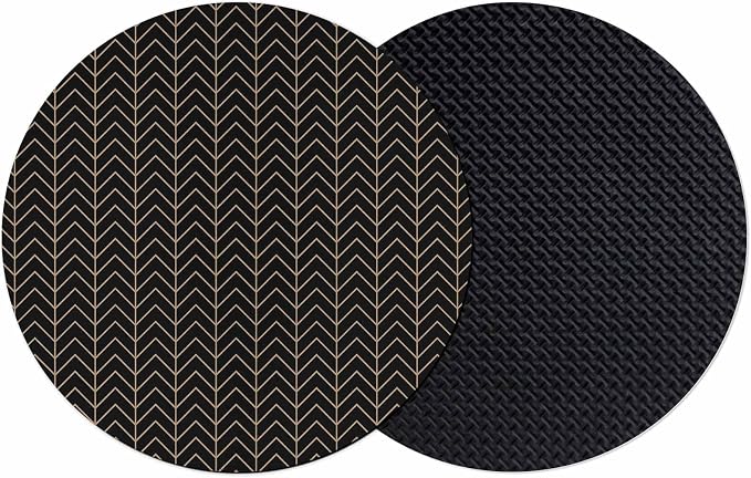 Simple Line Black Coasters Set of 2, Non-Slip Cup Coaster Mat by PIEPLE