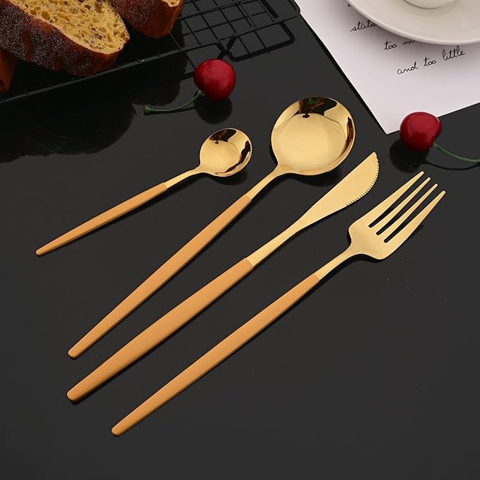 JASHII Flatware Set 24 Piece, Stainless Steel Silverware Set, Macaron Small - Image 3