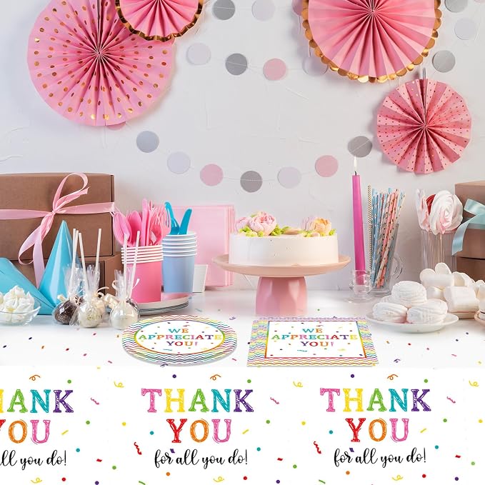 41Pcs We Appreciate You Decorations Rainbow Color Thank You Themed Tableware - Image 6