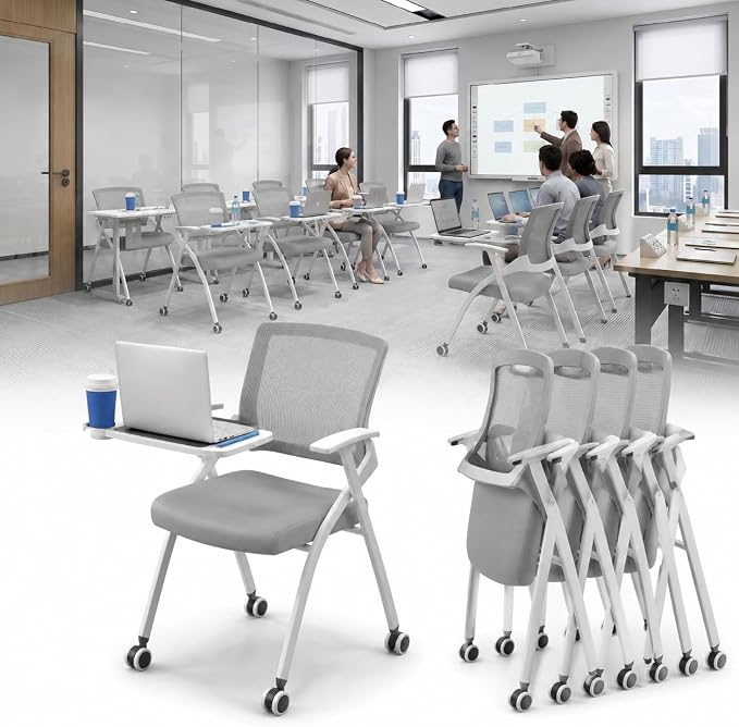 2 Pack Foldable Office Training Chairs by Unknown