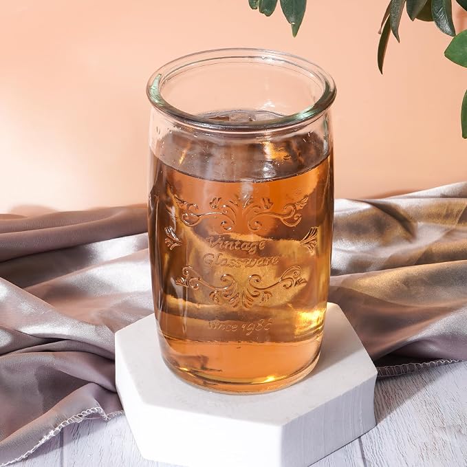 Dingerjar Vintage Drinking Glasses set of 6 Artisan Crafted 20 Oz Premium Clear - Image 5