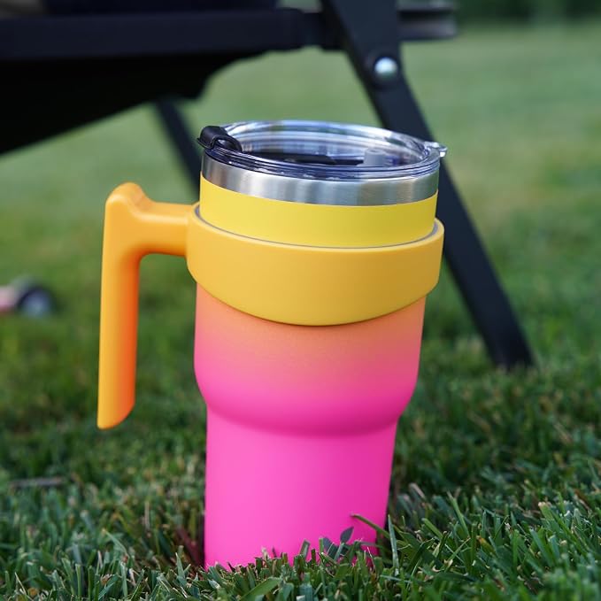 Konokyo 40 oz Tumbler with Handle and Straw, Insulated Travel Mug | Rainbow; - Image 6