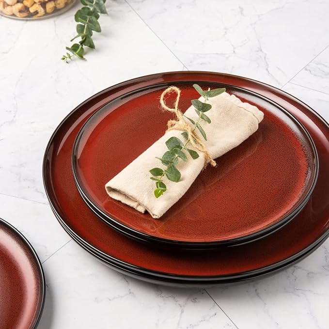 LERATIO Ceramic Plate Set of 6, 8.5 Inch Reactive Glaze Salad Plates | Modern - Image 3