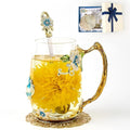 Flower Tea Cup, Butterfly Daisy Glass Fancy Coffee Mug by Unknown