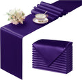 Manyshofu Dark Purple Satin Table Runner 12x108 by Manyshofu