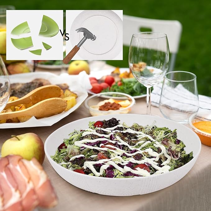 Salad Bowls 10inch Serving Bowls 65oz Large Salad Bowls Wheat Straw Bowls Set - Image 6