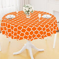 Smiry Round Plastic Table Cloth, Waterproof Vinyl Tablecloth with Flannel Backing for Round Tables, Wipeable & Spillproof for Dining, Camping, Indoor and Outdoor (60" Round, Bright Orange)