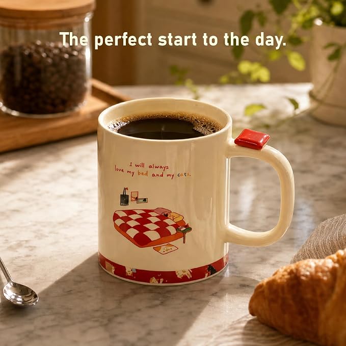 Jottings Retro Ceramic Cat Mug, 11 oz Cute Coffee Cup - Image 6