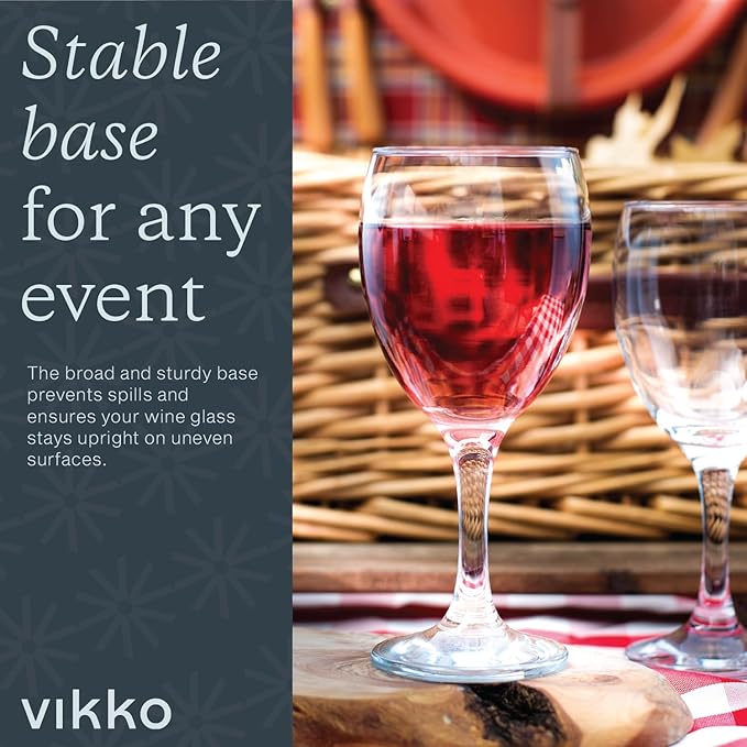 Vikko 11.5 Oz Wine Glasses Set of 12, Stemmed Wine Glasses for Red and White Wine, Thick and Durable Wine Glasses, Copas De Vino, Small Wine Glasses with Stem