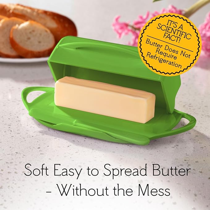Flip Top Butter Dish with Attached Lid & Matching Knife - Image 5