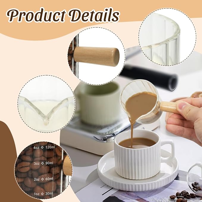 Espresso Cups Set of 2, 4 OZ Espresso Shot Glasses - Image 2