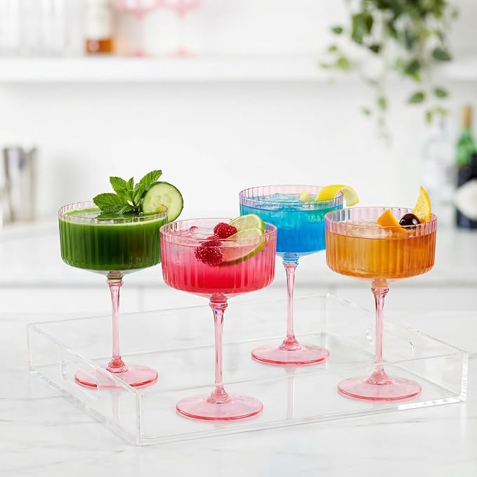 LIYH 20pcs Pink Martini Glasses 10 Oz Martini Glasses Plastic Disposable Pink - Image 3