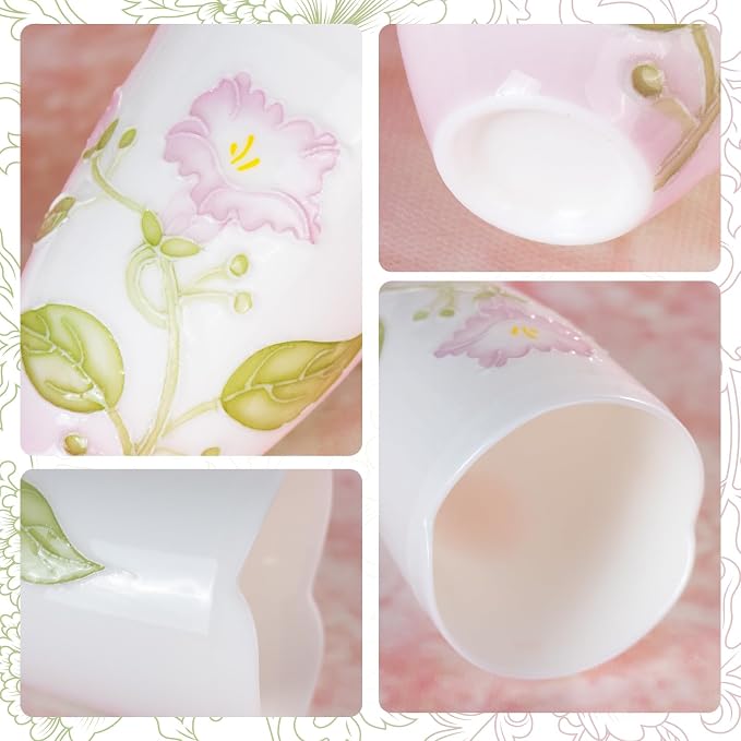 KAMMAK Ceramic Tea Cups Set of 2, 2.1 oz, Vintage Small Teacups, 709N | Hand - Image 6