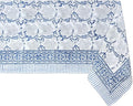 ATOSII ‘Santorini’ 100% Cotton Fall Tablecloth, Handblock Print Blue Rectangle Table Cloth for Kitchen I Dining Table Linen I Parties Wedding Christmas Thanksgiving I Fall Decor 60 X 108 Inches
