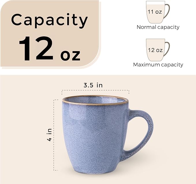 GBhome Ceramic Coffee Mugs Set of 6, 12oz Stoneware Coffee Mugs Set - Image 2