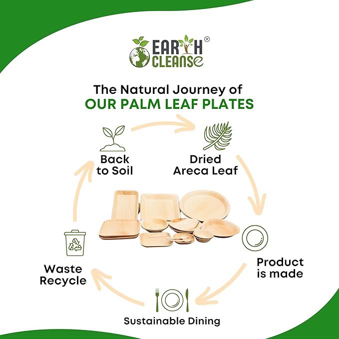 Compostable Palm Leaf Plates 9 Inch Square (75 Pack) | Disposable Biodegradable Plates Like Bamboo & Wooden | Microwave & Oven Safe | Eco-Friendly