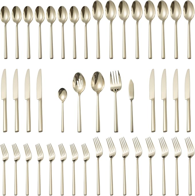 Alata Potter Champagne Gold 45-Piece Forged Silverware Set by Alata