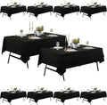 10-Pack 60x120 inch Black Table Cloths, Solid Stain and Wrinkle Resistant Oblong Tablecloth, Premium Plain Weave Polyester Fabric Rectangle Table Linen Covers for Hotel, Wedding