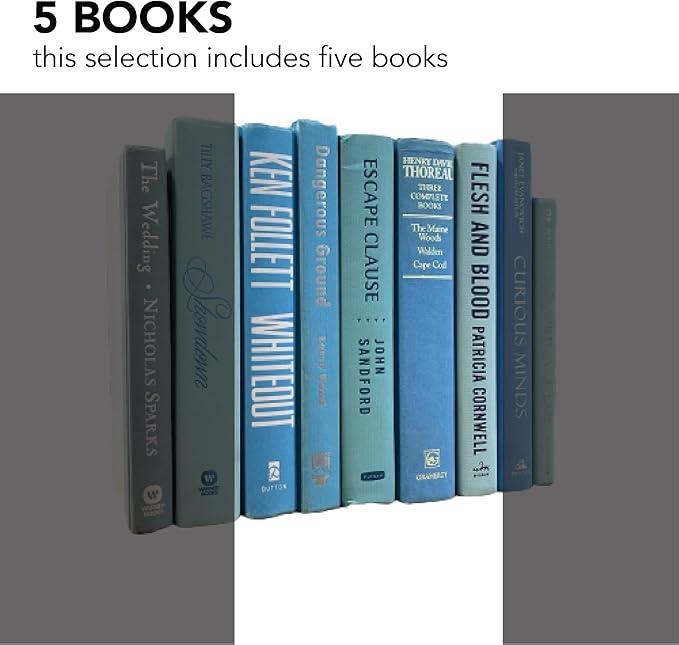 Real Books by Color® (Set of 5, Light Blue) Decorative Bookshelf Home Decor Shelf Styling Photo Prop