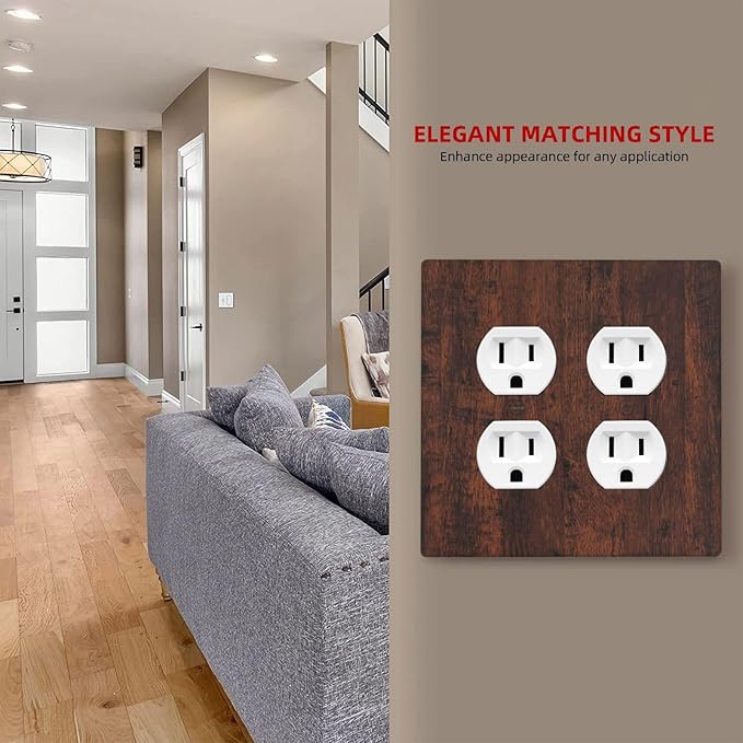 Light Switch Cover Brown Red Rustic Wood Grain Retro Farmhouse 2 Gang Decorative SwitchPlates Double Duplex Wall Plates Switch Plates and Outlet Covers for Farmhouse Cabin Decor