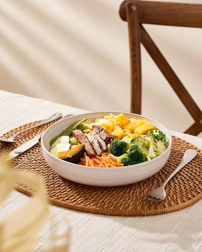 famiware Milkyway 33 oz Pasta Bowls Set of 6, Scratch-Resistant Stoneware Salad - Image 4