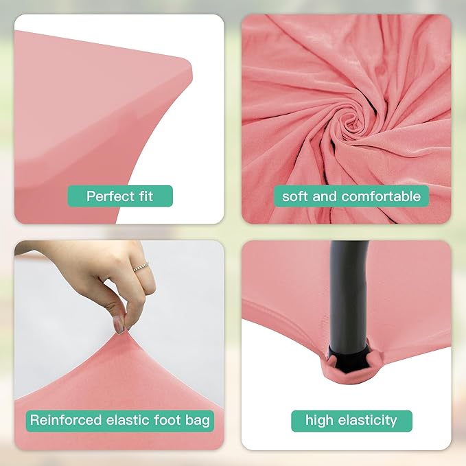 2Pack 6FT Table Cloth for Rectangular Fitted Events Stretch Pink Table Covers Washable Spandex Tablecloth Protector for Party, Wedding, Cocktail, Banquet, Festival