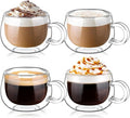 glastal Espresso Cup Set of 4, 4 Oz Double Wall Glasses Espresso Coffee Glass by glastal