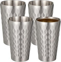 OMISTAR 4 Pcs Stainless Steel Double Wall Cups 15 oz, Korean Hammered Insulated by OMISTAR