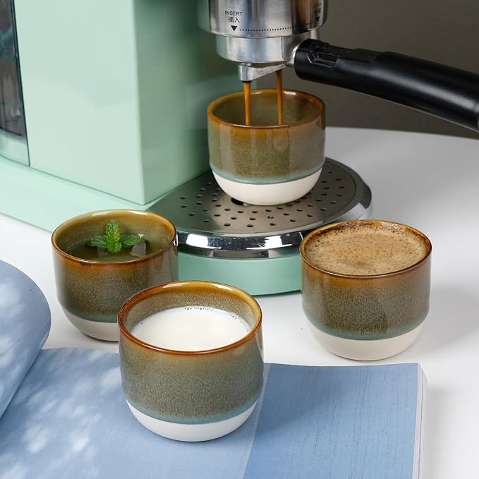 Ceramic Espresso Cups Set, Espresso Coffee Mugs, Special Glazed Demitasse Cups - Image 2