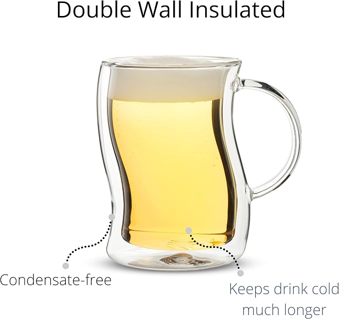 BTaT- Double-Walled Beer Mugs, 16 oz, 4 Pack, Double-Walled Glass - Image 3