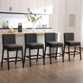 Carbon Black Bar Stools Set of 4, 27.3 Inch Counter Height Stools Upholstered Linen Armless Bar Chairs with Woven Rope Backrest Wooden Legs for Kitchen Island Dining Room